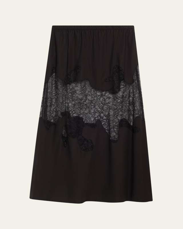Sabine Lace-Inset Cotton Maxi Skirt